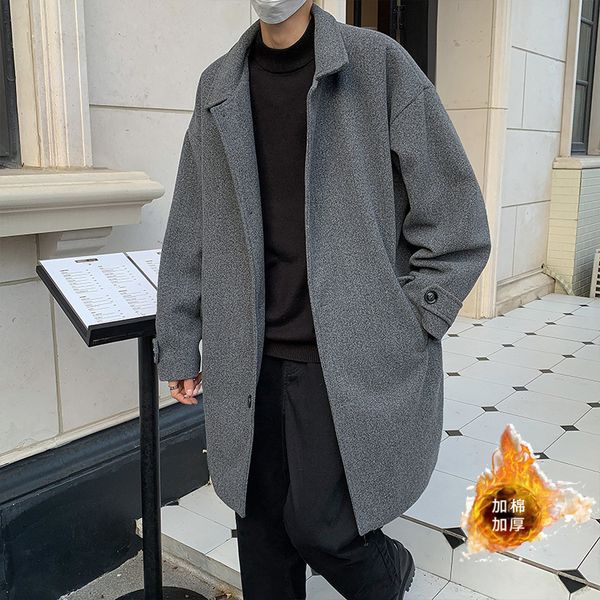 men's wool blends winter thick woolen coat men warm fashion oversize long woolen coat men korean loose thicken woolen trench coat mens, Black
men's wool blends winter thick woolen coat men warm fashion oversize long woolen coat men korean loose thicken woolen trench coat mens, Black