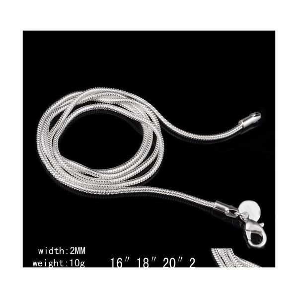 chains fashion 925 sterling sier 2mm thickness snake chain necklace lobster clasps necklaces size 16/18/20/22/24 inches drop deliver dh2yj, Silver
chains fashion 925 sterling sier 2mm thickness snake chain necklace lobster clasps necklaces size 16/18/20/22/24 inches drop deliver dh2yj, Silver