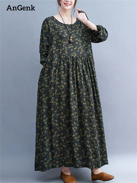 party dresses long sleeve vintage oneck floral print for women spring autumn cotton vestidos casual loose dress elegant clothing 221203, White;black
party dresses long sleeve vintage oneck floral print for women spring autumn cotton vestidos casual loose dress elegant clothing 221203, White;black
