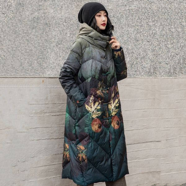 women s down parkas vintage fashion print hooded long jacket women chinese style sleeve thick warm white ladies coat 221205, Black
women s down parkas vintage fashion print hooded long jacket women chinese style sleeve thick warm white ladies coat 221205, Black