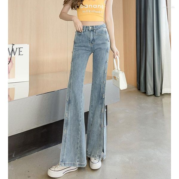 women's jeans oversize denim pants 2022 women vintage pocket long heavy industry wide leg summer thin side open button streetwear, Blue
women's jeans oversize denim pants 2022 women vintage pocket long heavy industry wide leg summer thin side open button streetwear, Blue
