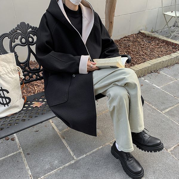 men's wool blends winter thick woolen coat men warm fashion hooded long woolen coat men korean loose thicken woolen trench coat mens ov, Black
men's wool blends winter thick woolen coat men warm fashion hooded long woolen coat men korean loose thicken woolen trench coat mens ov, Black