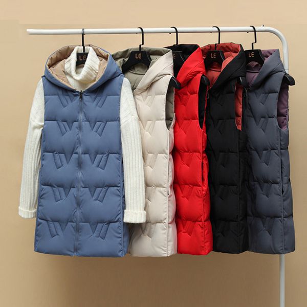 womens vests autumn winter two sides wear long vest warm hooded waistcoat women coat thicken cotton padded female sleeveless jacket 221205, Black;white
womens vests autumn winter two sides wear long vest warm hooded waistcoat women coat thicken cotton padded female sleeveless jacket 221205, Black;white