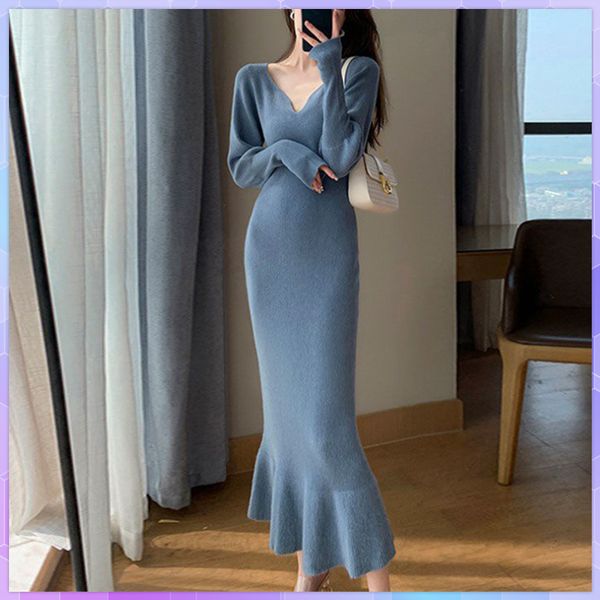 party dresses women's dress v neck vestidos solid long sleeve slim fishtail sweet knitted spring autumn winter robes 221203, White;black
party dresses women's dress v neck vestidos solid long sleeve slim fishtail sweet knitted spring autumn winter robes 221203, White;black