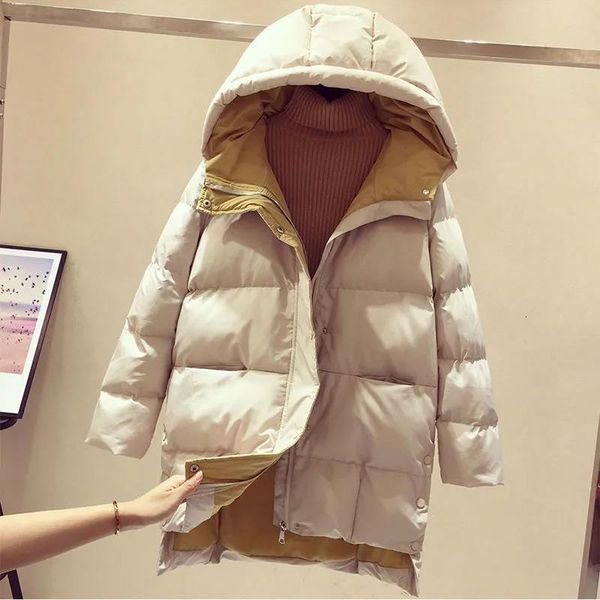 women's down parkas winter women's hooded zipper loose down jacket solid color midlength cotton 221205, Black
women's down parkas winter women's hooded zipper loose down jacket solid color midlength cotton 221205, Black