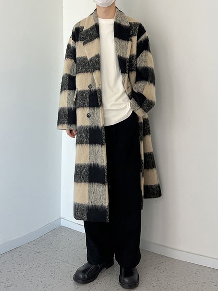 men's wool blends syuhgfa korean lapel plaid patchwork color woolen jacket men's wear loose long coat autumn winter thickening woo, Black
men's wool blends syuhgfa korean lapel plaid patchwork color woolen jacket men's wear loose long coat autumn winter thickening woo, Black