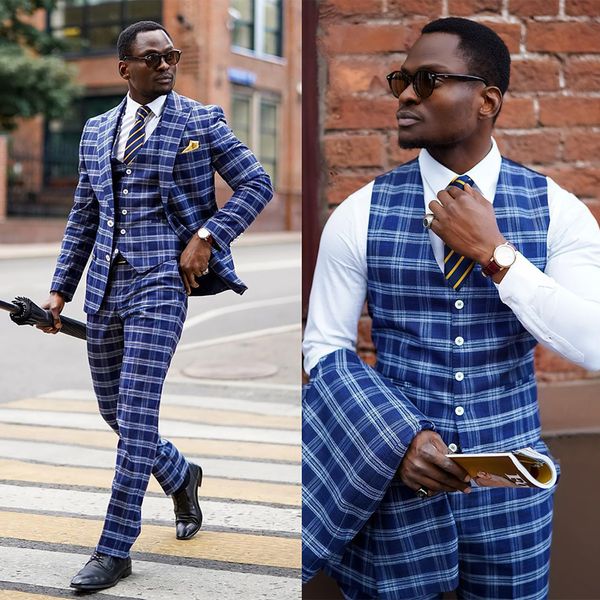 classic plaid check men tuxedos 3 pieces plus size custom made handsome wedding suits for business formal wear, Black;gray
classic plaid check men tuxedos 3 pieces plus size custom made handsome wedding suits for business formal wear, Black;gray