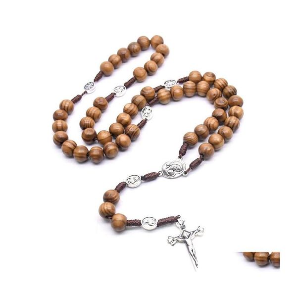 pendant necklaces religious jewelry handwoven borwn wooden beads rosary neckalce alloy virgin jesus cross necklace for men women dro d, Silver
pendant necklaces religious jewelry handwoven borwn wooden beads rosary neckalce alloy virgin jesus cross necklace for men women dro d, Silver