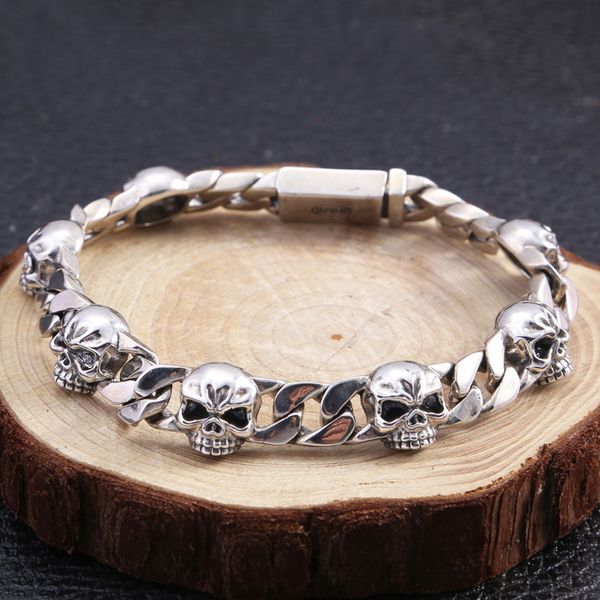 chain bracelets 925 sterling silver 20 cm links antique gothic punk vintage handmade chains skull bracelet plug-in clasps jewelry accessorie, Black
chain bracelets 925 sterling silver 20 cm links antique gothic punk vintage handmade chains skull bracelet plug-in clasps jewelry accessorie, Black