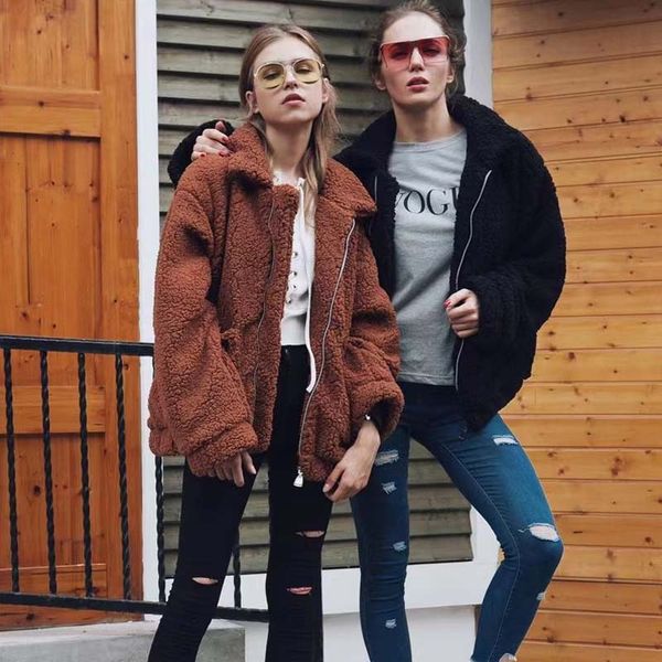 women's jackets casual lapel fleece fuzzy faux shearling zipper coats warm winter oversized outwear jackets, Black;brown
women's jackets casual lapel fleece fuzzy faux shearling zipper coats warm winter oversized outwear jackets, Black;brown