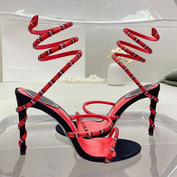 heel sandals stiletto rene caovilla cleo crystal studded snake strass ankle wraparound dress shoes 9.5cm high heeled rhinestone, Black
heel sandals stiletto rene caovilla cleo crystal studded snake strass ankle wraparound dress shoes 9.5cm high heeled rhinestone, Black