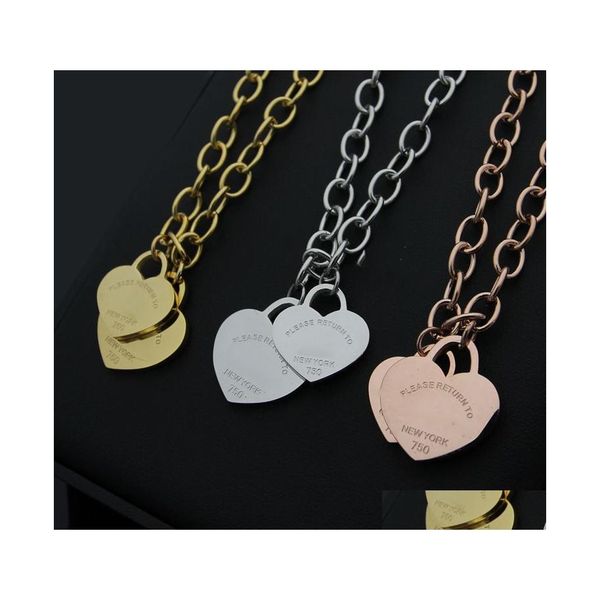 pendant necklaces womens double heart thick necklace designer jewelry gold/sier/rose complete brand as wedding christmas gift drop d dhz93, Silver
pendant necklaces womens double heart thick necklace designer jewelry gold/sier/rose complete brand as wedding christmas gift drop d dhz93, Silver
