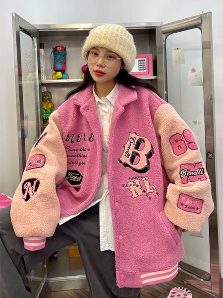 women s jackets y2k style thickened lamb wool coat women embroidery winter jacket cotton women s loose bf american vintage casual 221205, Black;brown
women s jackets y2k style thickened lamb wool coat women embroidery winter jacket cotton women s loose bf american vintage casual 221205, Black;brown