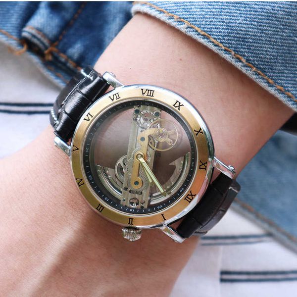 watch wrist watch men's mechanical fully automatic hollow waterproof steel band leather casual simple student tuofei fashion, Slivery;brown
watch wrist watch men's mechanical fully automatic hollow waterproof steel band leather casual simple student tuofei fashion, Slivery;brown
