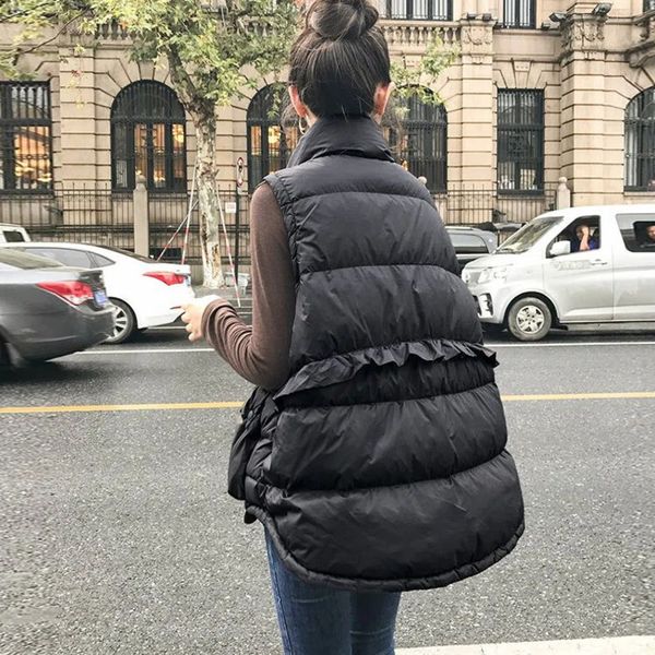 women's down parkas autumn winter jacket vest casual stand collar pocket wooden ear waistcoat korean sleeveless female outerwear 221205, Black
women's down parkas autumn winter jacket vest casual stand collar pocket wooden ear waistcoat korean sleeveless female outerwear 221205, Black
