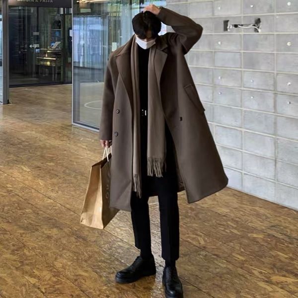 men's wool blends winter thicken woolen coat men warm fashion oversize long woolen coat korean loose thick woolen trench coat mens over, Black
men's wool blends winter thicken woolen coat men warm fashion oversize long woolen coat korean loose thick woolen trench coat mens over, Black