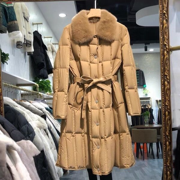 women's down parkas woman coats long natural winter mink fur female warm h1019 221205, Black
women's down parkas woman coats long natural winter mink fur female warm h1019 221205, Black