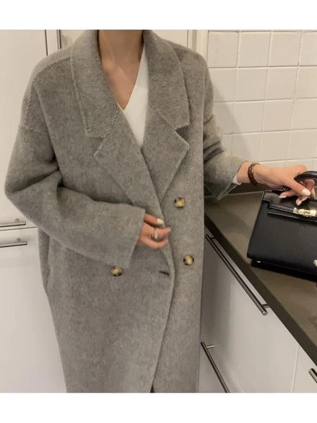 womens wool blends winter temperament double breasted long alpaca en overcoat women korean style handmade loose coat jacket 221205, Black
womens wool blends winter temperament double breasted long alpaca en overcoat women korean style handmade loose coat jacket 221205, Black
