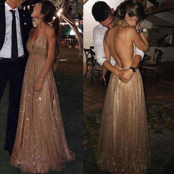 rose gold long prom dresses new champagne v-neck spaghetti straps sequined formal party evening gowns vestido de gala, Black
rose gold long prom dresses new champagne v-neck spaghetti straps sequined formal party evening gowns vestido de gala, Black