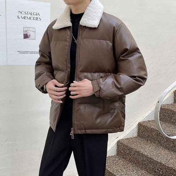 men's down parkas winter lamb fur collar men's parkas thicken warm casual puffer leather jackets streetwear social party coat hiph, Black
men's down parkas winter lamb fur collar men's parkas thicken warm casual puffer leather jackets streetwear social party coat hiph, Black