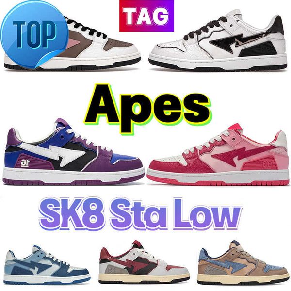 

sk8 sta low casual shoes apes nigo men sneakers vintage white pink mist grey royal purple light grey cream 16th anniversary black camo beige
