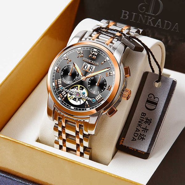 watch wrist binkada men's automatic mechanical fashion business luminous hollow steel band waterproof, Slivery;brown
watch wrist binkada men's automatic mechanical fashion business luminous hollow steel band waterproof, Slivery;brown