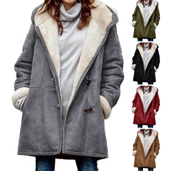 womens down parkas women fuzzy jacket fleece lined hooded horn buttons medium length overcoat winter windproof furry outerwear streetwear 22, Black
womens down parkas women fuzzy jacket fleece lined hooded horn buttons medium length overcoat winter windproof furry outerwear streetwear 22, Black