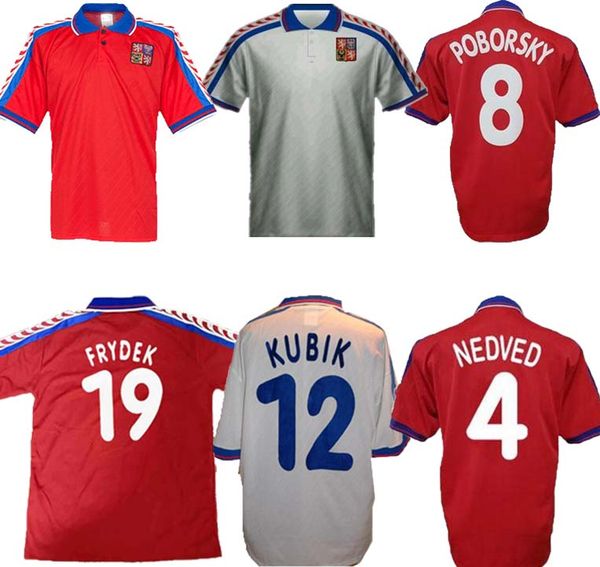 1996 retro czech republic soccer jerseys 1996/1997 home #18 novotny #4 nedved #8 poborsky #19 frydek football shirts uniform, Black;yellow
1996 retro czech republic soccer jerseys 1996/1997 home #18 novotny #4 nedved #8 poborsky #19 frydek football shirts uniform, Black;yellow