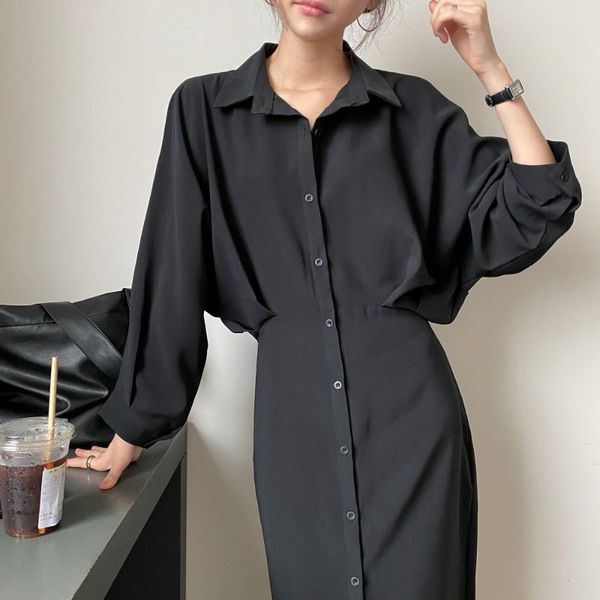 party dresses office ladies elegant shirt korean fashion long sleeve button slim fit casual maxi women autumn chic vestidos robe 221203, White;black
party dresses office ladies elegant shirt korean fashion long sleeve button slim fit casual maxi women autumn chic vestidos robe 221203, White;black
