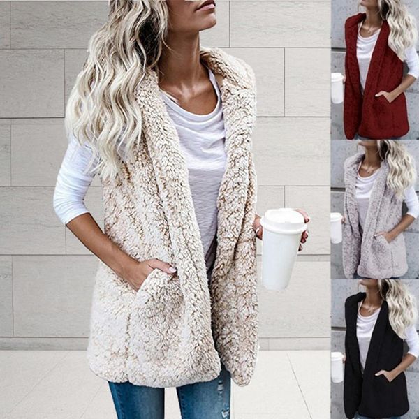 womens vests women plush coat solid color pockets autumn winter warm doublesided fluffy cardigan hoodie jacket waistcoat outwear 221205, Black;white
womens vests women plush coat solid color pockets autumn winter warm doublesided fluffy cardigan hoodie jacket waistcoat outwear 221205, Black;white