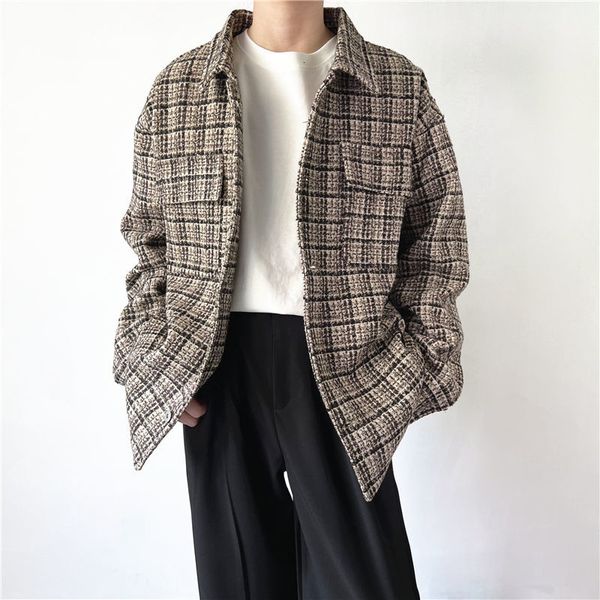 men's wool blends autumn plaid woolen coat men fashion retro casual woolen jacket men korean loose short woolen coat mens overcoat m2xl, Black
men's wool blends autumn plaid woolen coat men fashion retro casual woolen jacket men korean loose short woolen coat mens overcoat m2xl, Black