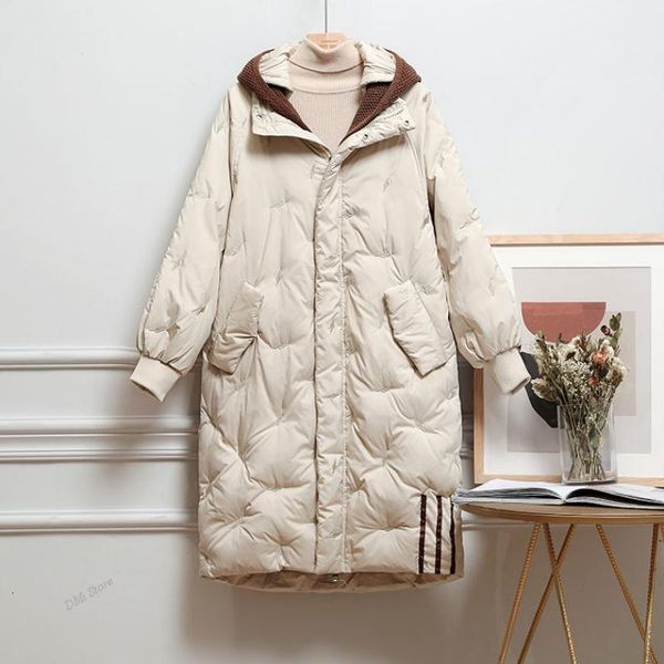 women's down parkas dimi korean knitted hat fake two women outwear blue hooded coat female winter loose long warm jacket 221205, Black
women's down parkas dimi korean knitted hat fake two women outwear blue hooded coat female winter loose long warm jacket 221205, Black