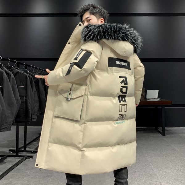 men s down parkas winter thicken long detachable fur collar hooded cotton padded jackets outwear loose warm coats windbreaker 221205, Black
men s down parkas winter thicken long detachable fur collar hooded cotton padded jackets outwear loose warm coats windbreaker 221205, Black