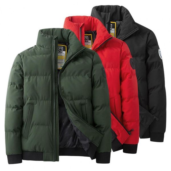 men's down parkas chic men cotton coat solid color thermal elastic cuff winter cotton coat thick winter cotton coat for work 221205, Black 
men's down parkas chic men cotton coat solid color thermal elastic cuff winter cotton coat thick winter cotton coat for work 221205, Black