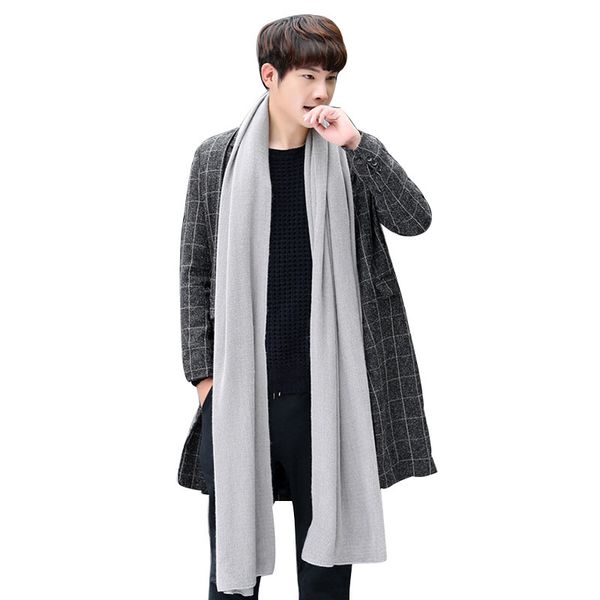 scarves fall winter long solid color men's scarf faux cashmere knit mens wrap shawl warm cotton bandana male scarves luxury brand 22120, Blue;gray
scarves fall winter long solid color men's scarf faux cashmere knit mens wrap shawl warm cotton bandana male scarves luxury brand 22120, Blue;gray