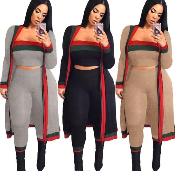 casual dresses designer striped 3 pieces sets womens outfits long cloak strapless overalls bodysuit women clothing costumes, Black;gray
casual dresses designer striped 3 pieces sets womens outfits long cloak strapless overalls bodysuit women clothing costumes, Black;gray