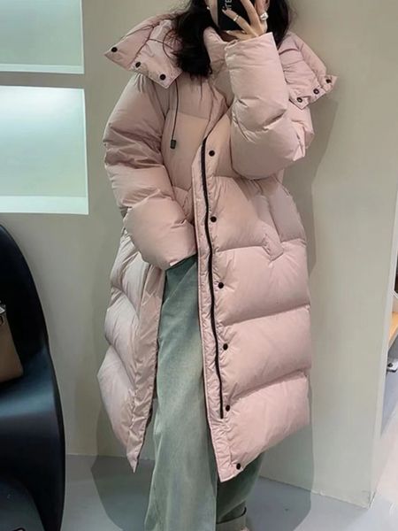 women's down parkas ailegogo autumn winter women hooded thick warm white duck parka casual female loose zipper long coat outwear 221205, Black
women's down parkas ailegogo autumn winter women hooded thick warm white duck parka casual female loose zipper long coat outwear 221205, Black