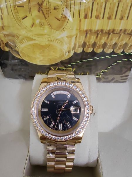 with original box luxury watches 41mm mens 18k yellow rose gold dial bigger diamond automatic fashion brand men's watch wristwatch 2023, Slivery;brown
with original box luxury watches 41mm mens 18k yellow rose gold dial bigger diamond automatic fashion brand men's watch wristwatch 2023, Slivery;brown