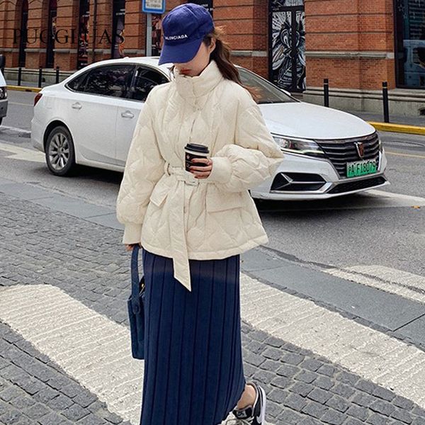 women s down parkas winter stand collar fashion tie waist short coats elegant solid puffer jacket with blet female ladies outwear 221205, Black
women s down parkas winter stand collar fashion tie waist short coats elegant solid puffer jacket with blet female ladies outwear 221205, Black