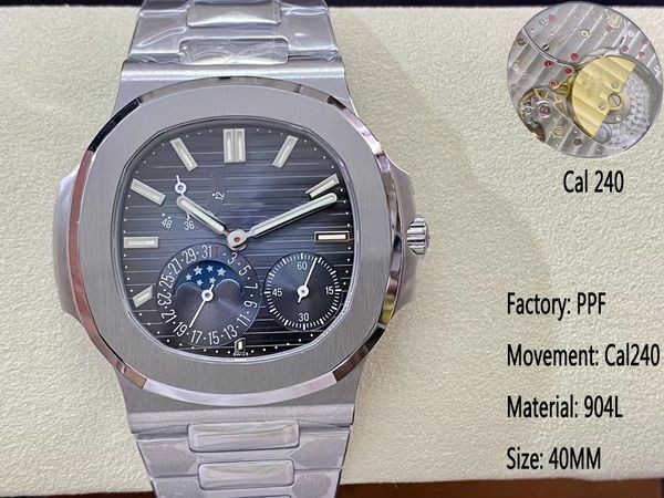 pf factory produces 5712 series men's mechanical watch cal240 integrated automatic movement sapphire glass 904 stainless steel material, Slivery;brown
pf factory produces 5712 series men's mechanical watch cal240 integrated automatic movement sapphire glass 904 stainless steel material, Slivery;brown
