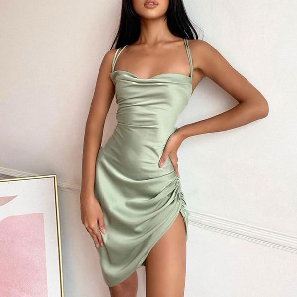 party dresses satin dress spaghetti strap shirring irregular hem backless sling mini dress streetwear party elegant club vestidos 221203, White;black
party dresses satin dress spaghetti strap shirring irregular hem backless sling mini dress streetwear party elegant club vestidos 221203, White;black