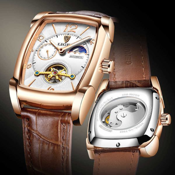 watch wrist lige/liger men's fully automatic mechanical square shell tourbillon multifunctional waterproof 8949, Slivery;brown
watch wrist lige/liger men's fully automatic mechanical square shell tourbillon multifunctional waterproof 8949, Slivery;brown