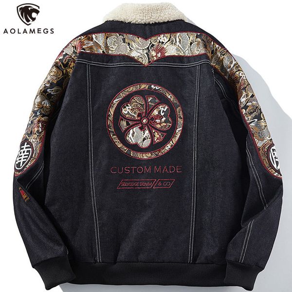 men s down parkas aolamegs embroidery patchwork jacket men winter warm thicken jackets japanese denim coats fashion oversized retro outwears, Black
men s down parkas aolamegs embroidery patchwork jacket men winter warm thicken jackets japanese denim coats fashion oversized retro outwears, Black