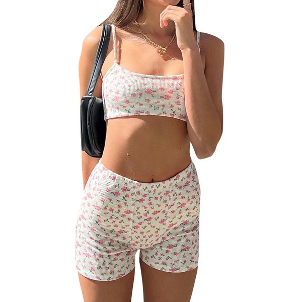 summer women casual two piece pants short pajama set floral print sleeveless cami crop and shorts loungewear sleepwear, White
summer women casual two piece pants short pajama set floral print sleeveless cami crop and shorts loungewear sleepwear, White