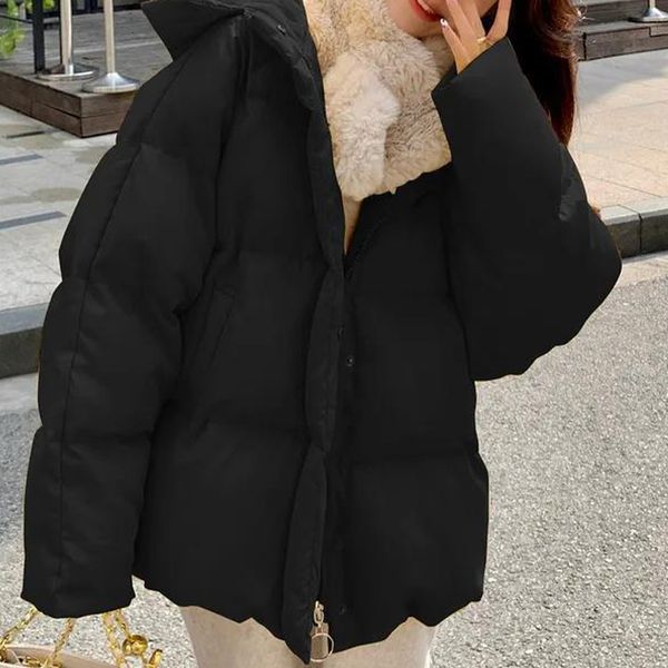 women's down parkas winter women's hooded zipper loose down jacket solid color short wild korean version of the 221205, Black
women's down parkas winter women's hooded zipper loose down jacket solid color short wild korean version of the 221205, Black