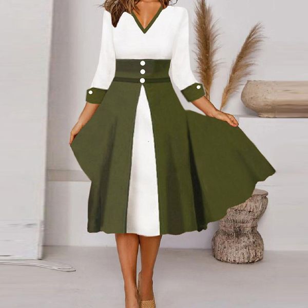 party dresses women spring long sleeve loose hem long dress office lady v neck button party dress casual commute patchwork green aline dress, White;black
party dresses women spring long sleeve loose hem long dress office lady v neck button party dress casual commute patchwork green aline dress, White;black