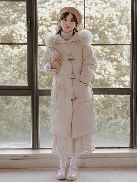 women's down parkas beige duck coats winter midlength horn buckle warm grace jacket order wholesale 221205, Black
women's down parkas beige duck coats winter midlength horn buckle warm grace jacket order wholesale 221205, Black