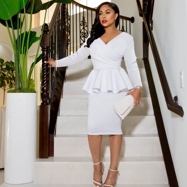 party dresses elegant office ruffles bodycon dress women autumn fashion v neck long sleeved peplum dress ladies casual party midi dress 2212, White;black
party dresses elegant office ruffles bodycon dress women autumn fashion v neck long sleeved peplum dress ladies casual party midi dress 2212, White;black