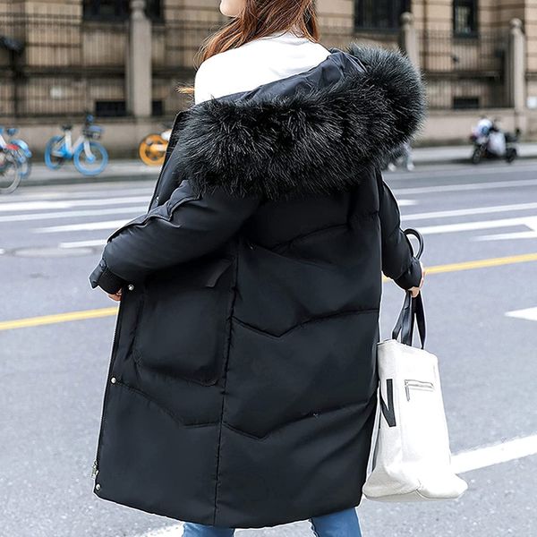 women's down parkas hooded jacket women winter plussize mediumlength big collar padded thick warm hair cotton overwear female 221205, Black
women's down parkas hooded jacket women winter plussize mediumlength big collar padded thick warm hair cotton overwear female 221205, Black