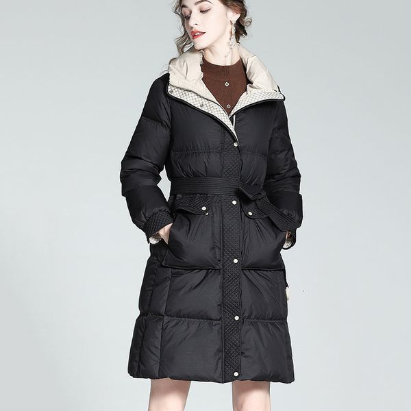 women's down parkas warm stand collar winter white duck parker high end medium length jacket thick overcoat y64 221205, Black
women's down parkas warm stand collar winter white duck parker high end medium length jacket thick overcoat y64 221205, Black